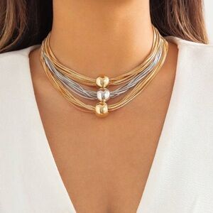 Elegant Gold and Silver Layered Necklace